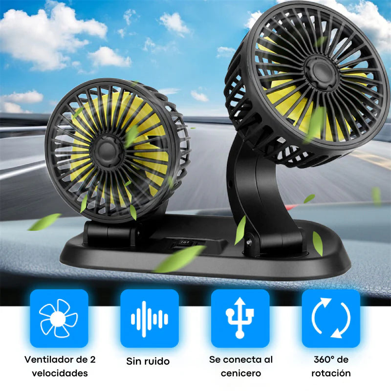 Doble Ventilador Articulado Portátil Para Coche - BreezeDrive™